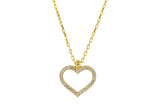 Heart Shape Yellow Gold Colour 925 Sterling Silver CZ Necklace